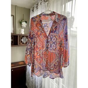 Sunny Leigh Button up Blouse Size Large